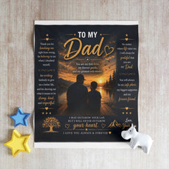 To My Dad Throw Blanket — Heartfelt Gift From Son to Dad - "My First Hero" Keepsake Throw Blanket