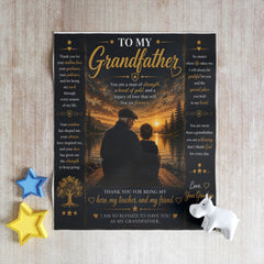 To My Grandfather Blanket — Heartfelt Gift from Grandson,Inspirational Family Keepsake, 50x60 Throw Blanket