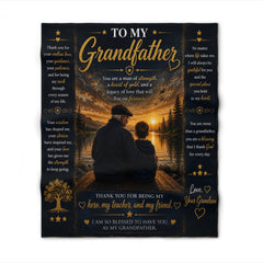 To My Grandfather Blanket — Heartfelt Gift from Grandson,Inspirational Family Keepsake, 50x60 Throw Blanket